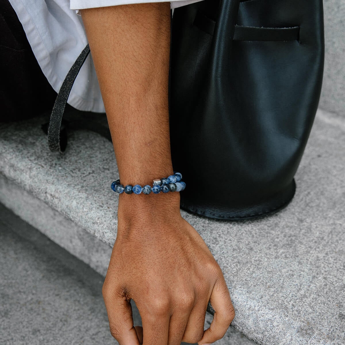 Sodalite Gemstone Beaded Wrap Bracelet, Men's
