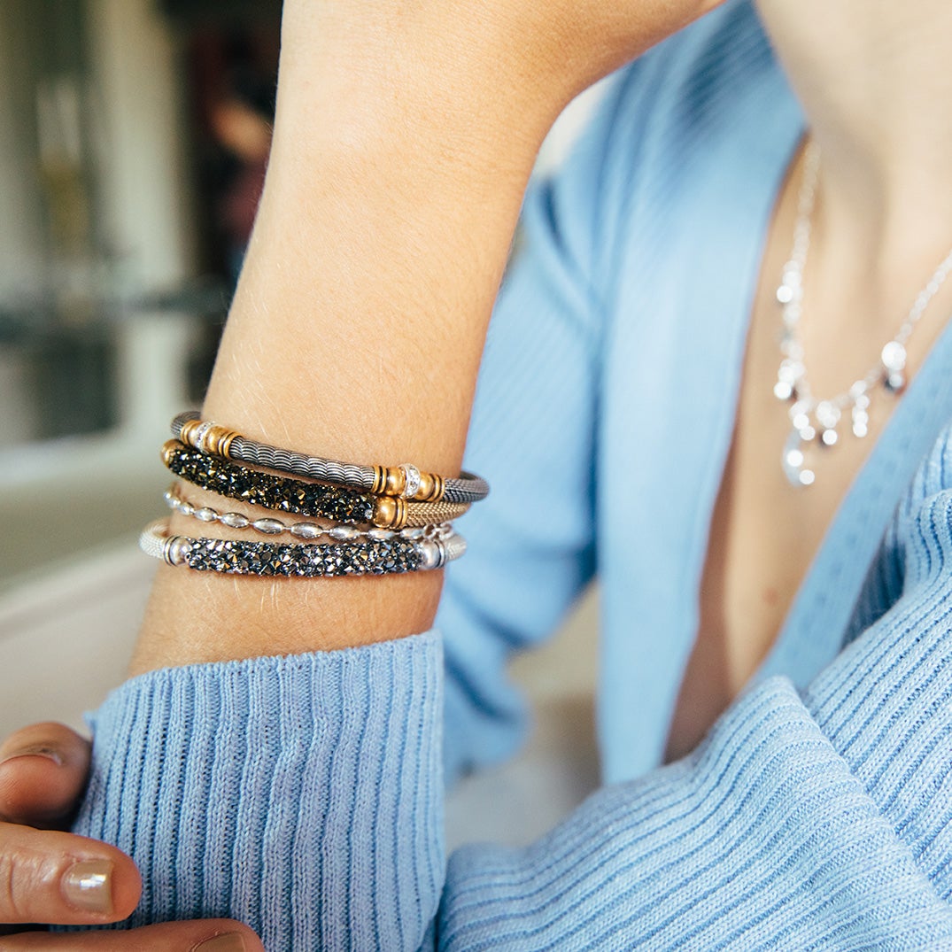 Black + White Mesh Cuff Bracelet