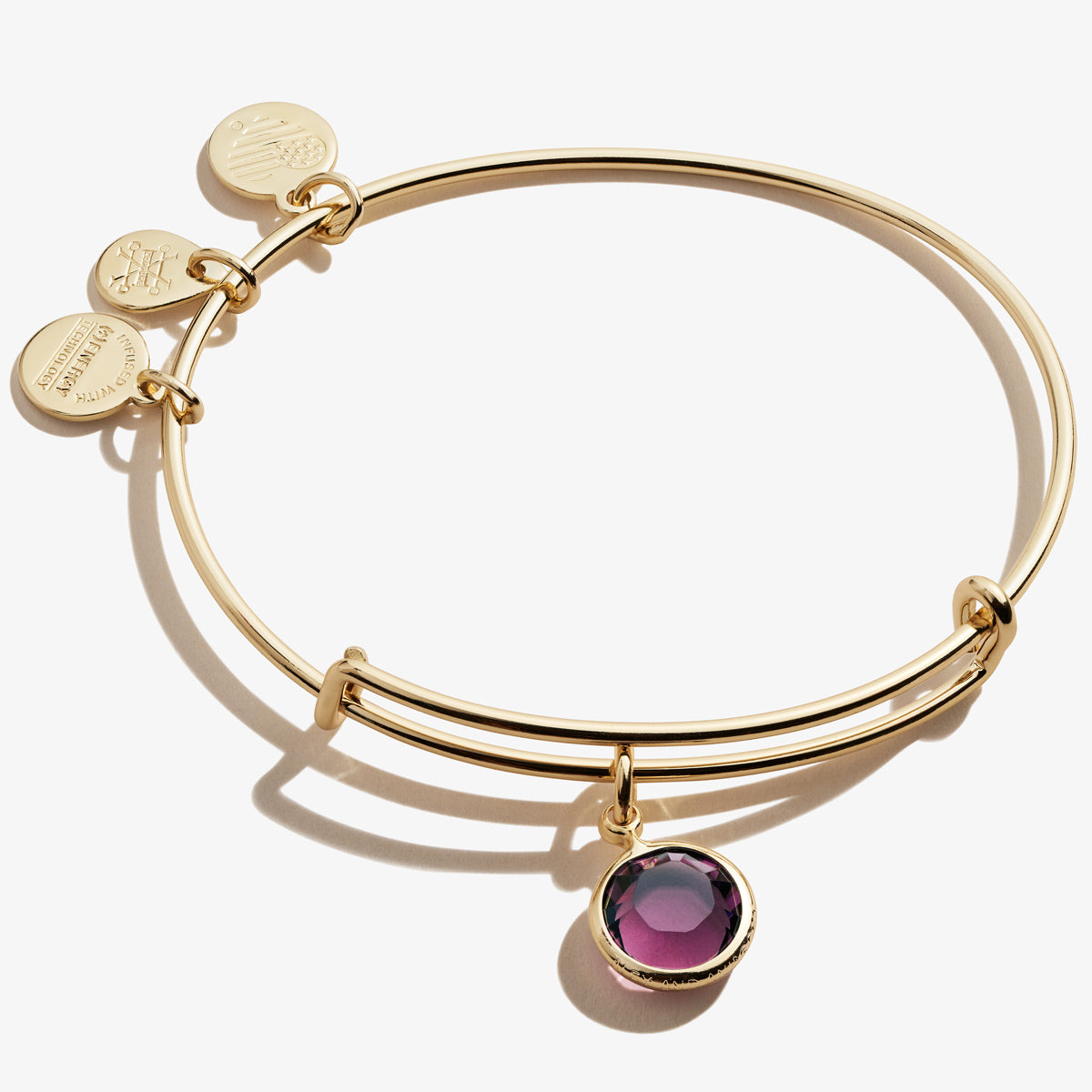 Amethyst Birthstone Charm Bangle, February