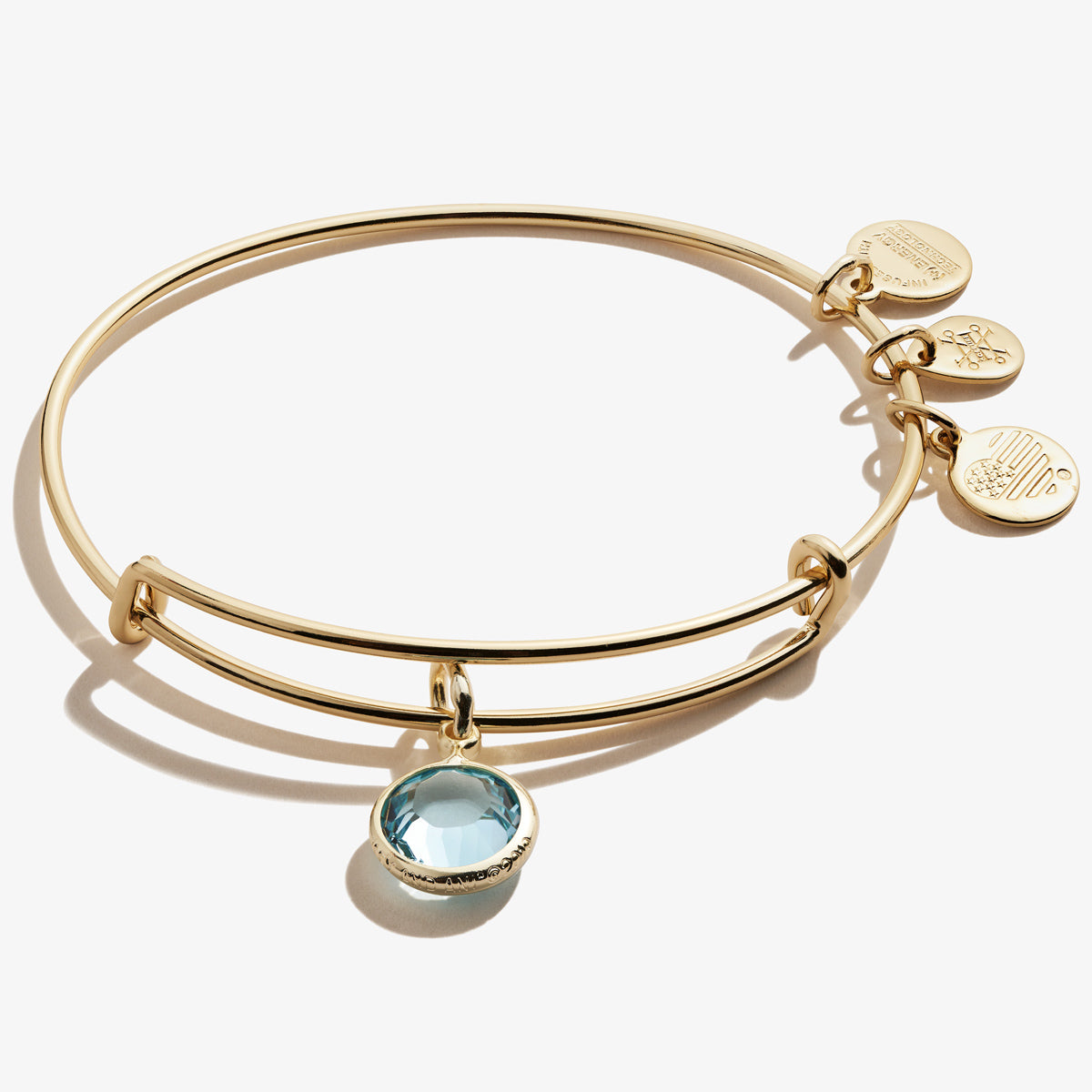Aquamarine Birthstone Charm Bangle, March