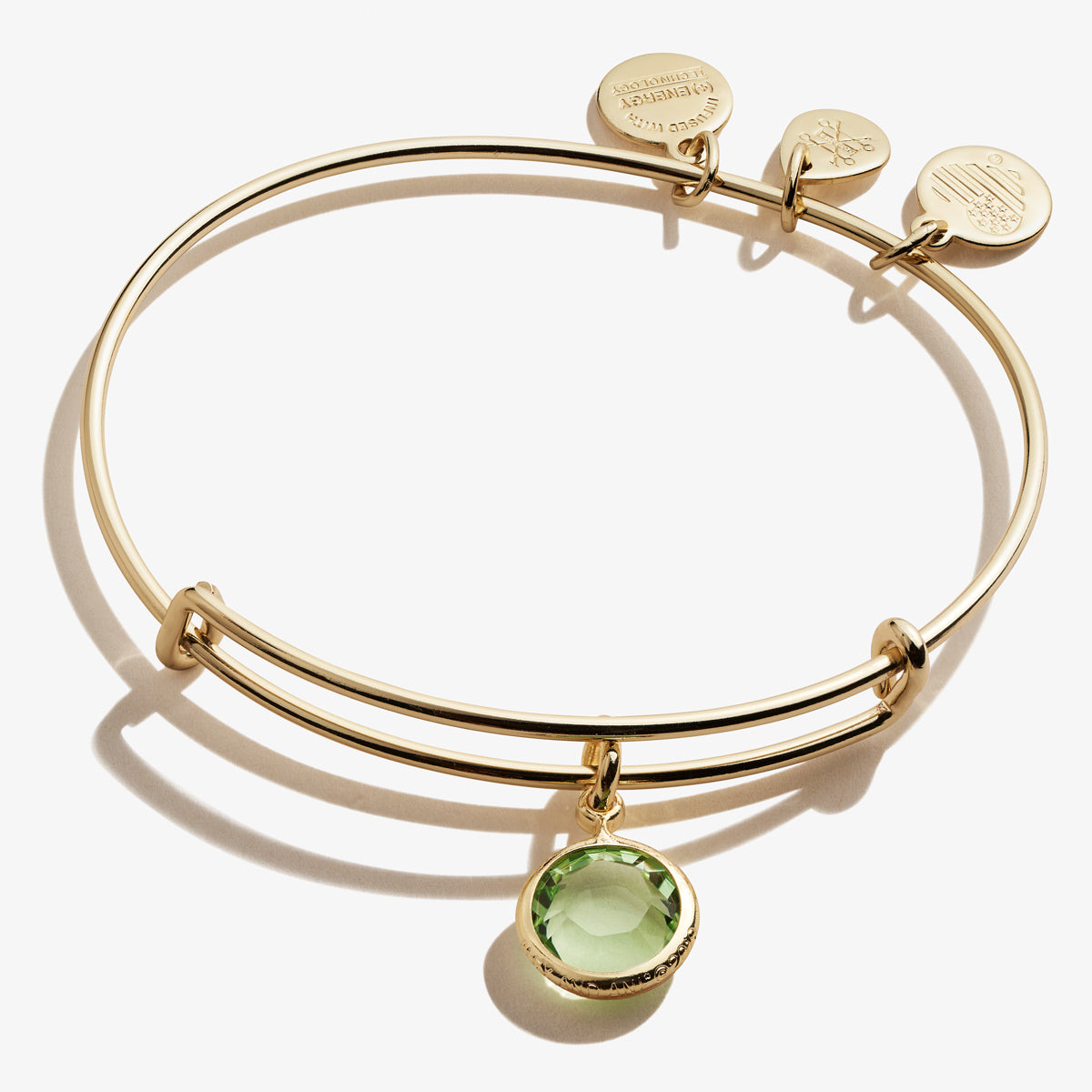 Peridot Birthstone Charm Bangle, August