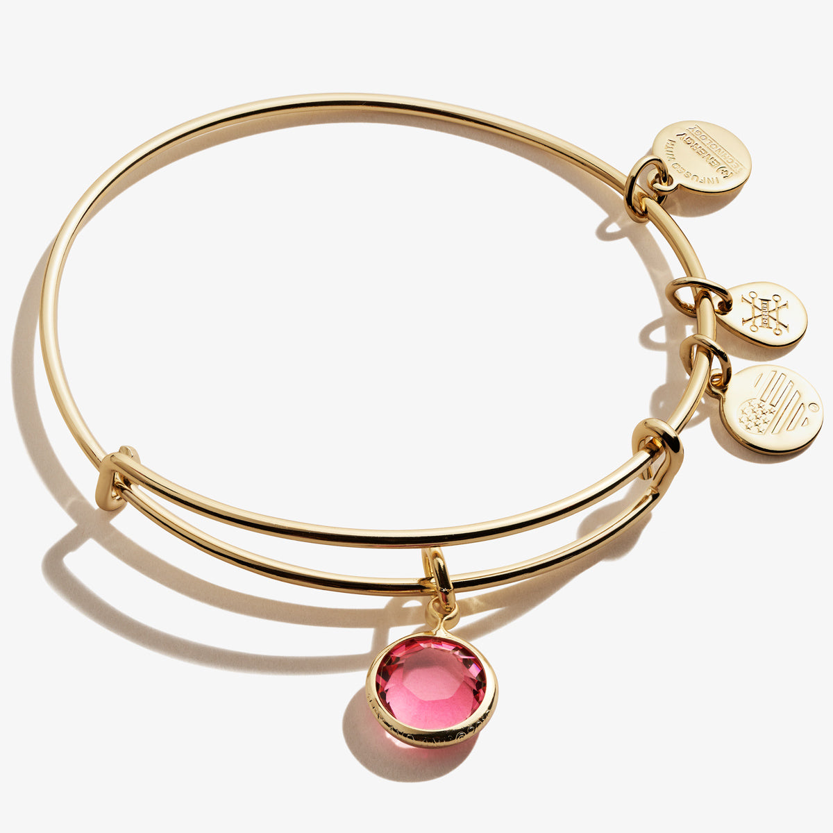 Rose Birthstone Charm Bangle, October