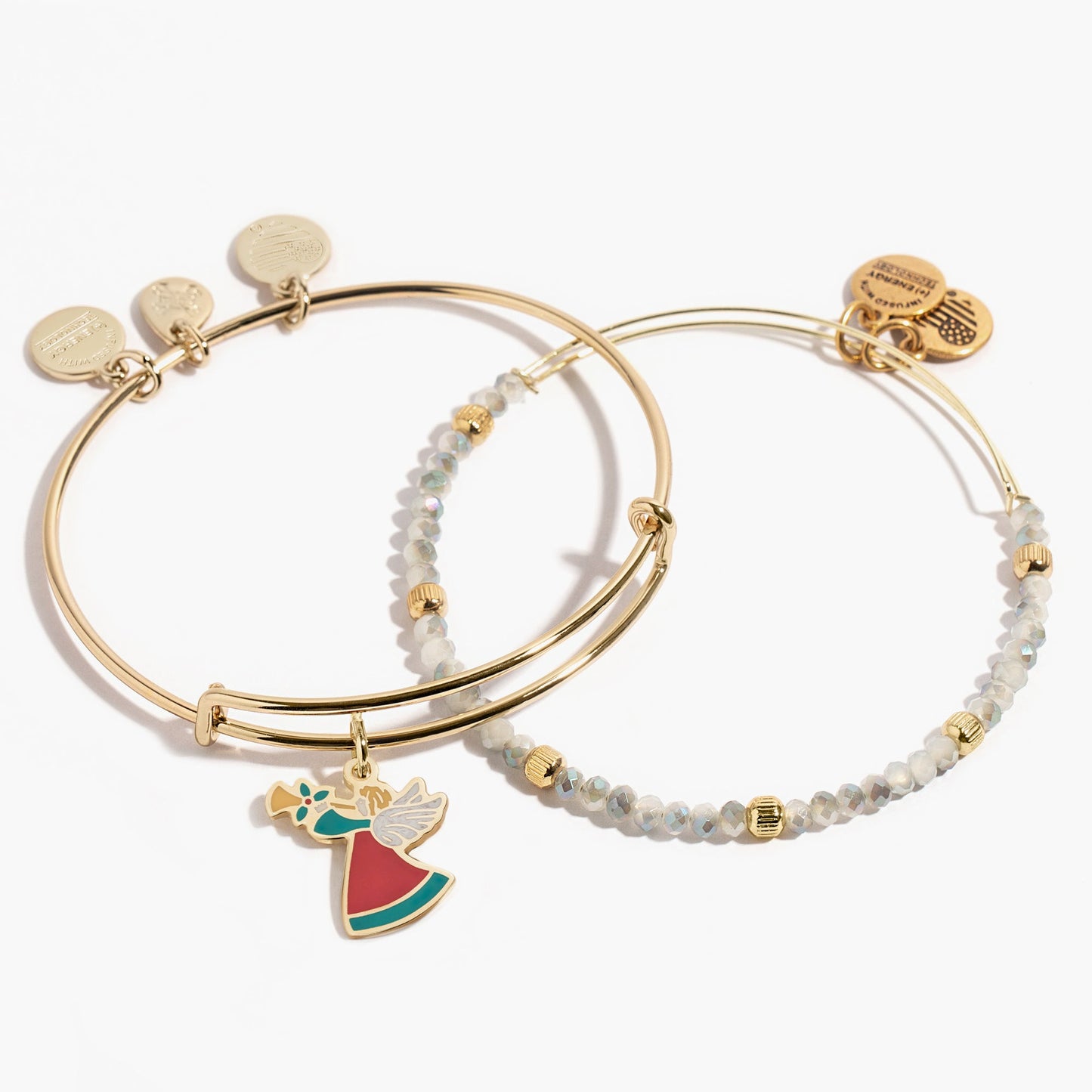 Holiday Angel Charm Bangle, Set of 2