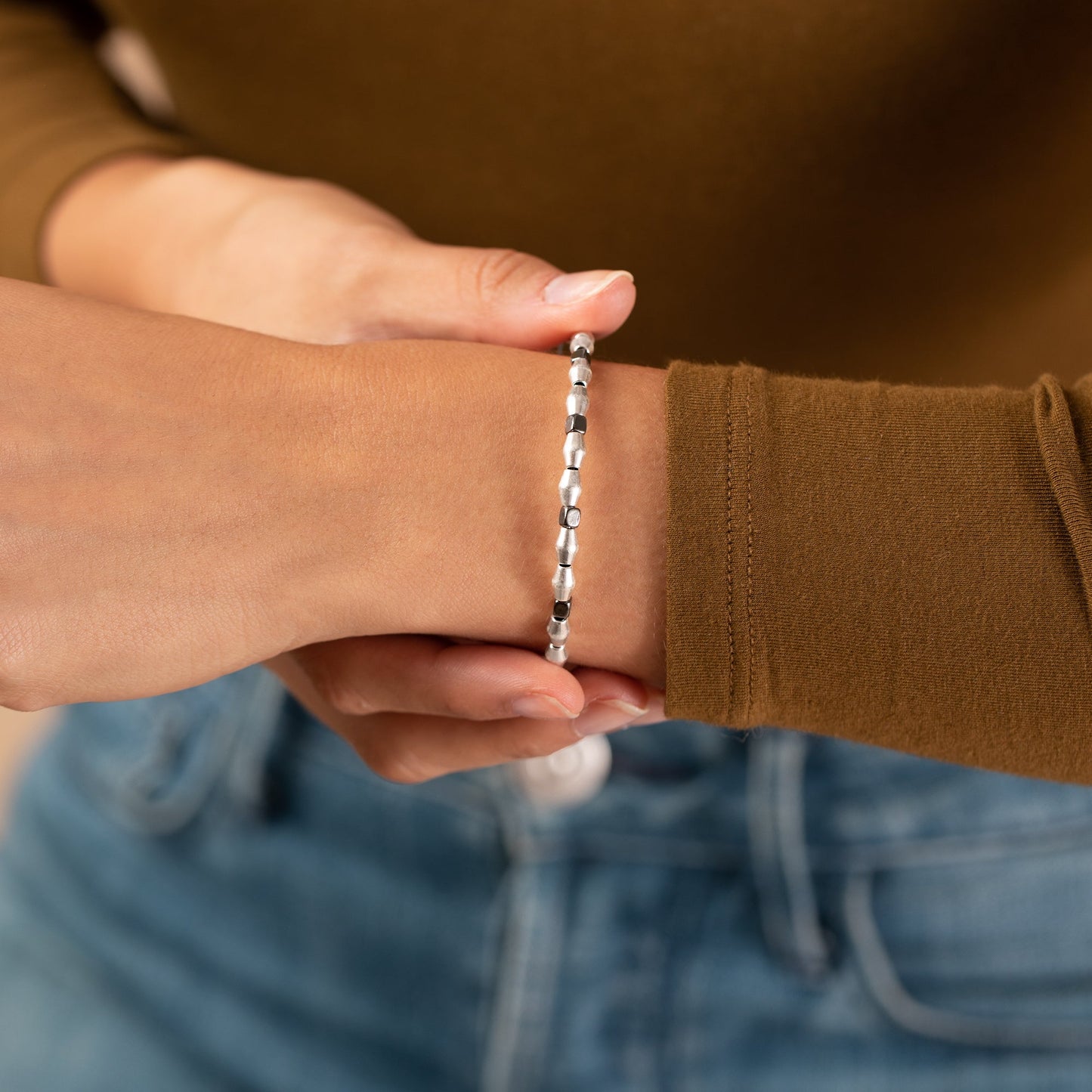 Heirloom Metal Beaded Bangle