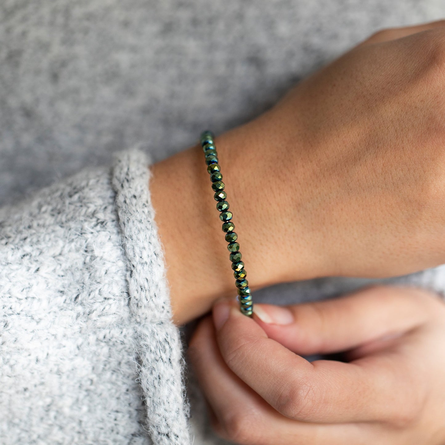Brilliance Beaded Bangle, Emerald