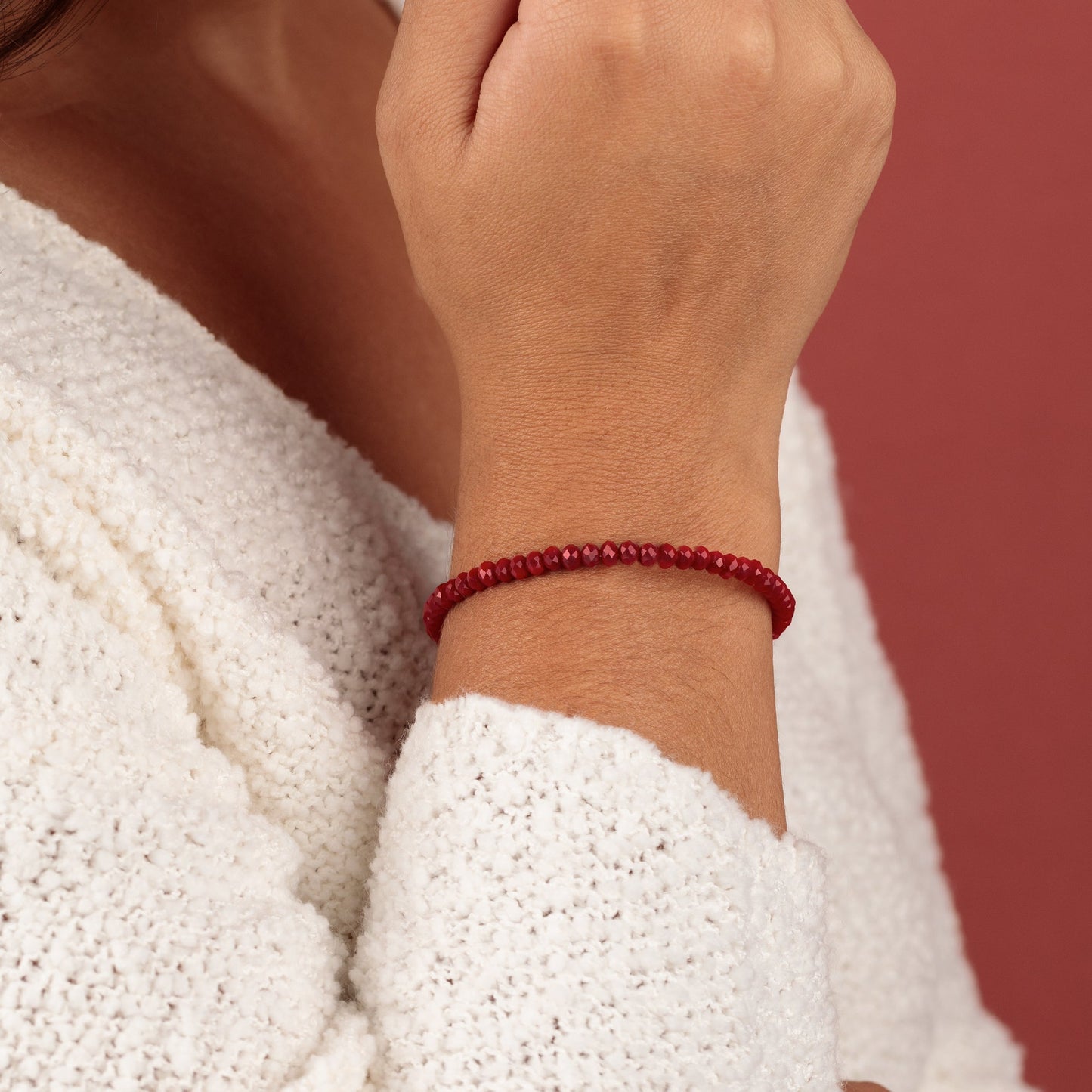 Brilliance Beaded Bangle, Burgundy