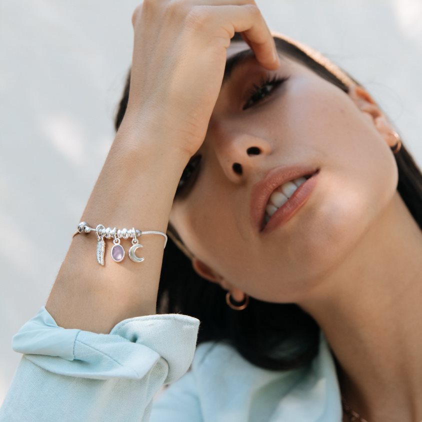 Moon + Amethyst Multi-Charm Bracelet