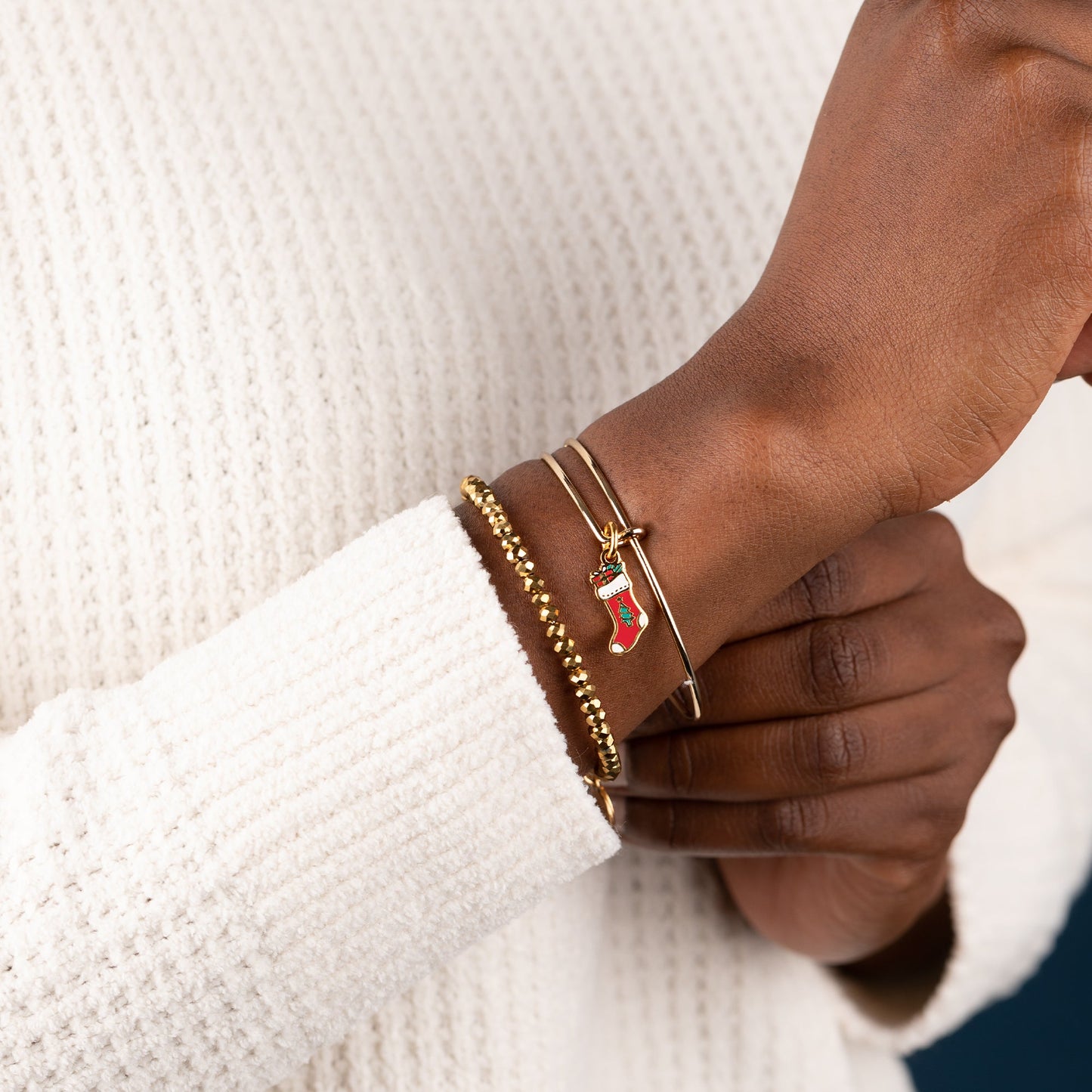 Holiday Stocking Beaded Bangles, Set of 2