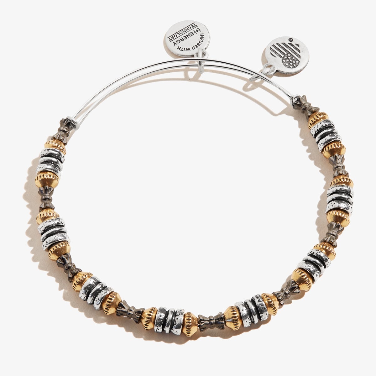 Tri-Tone Metal Beaded Bangle