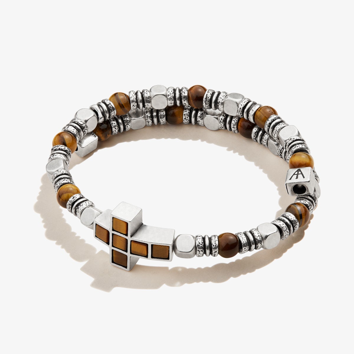 Tiger’s Eye Gemstone Cross Wrap Bracelet, Men's