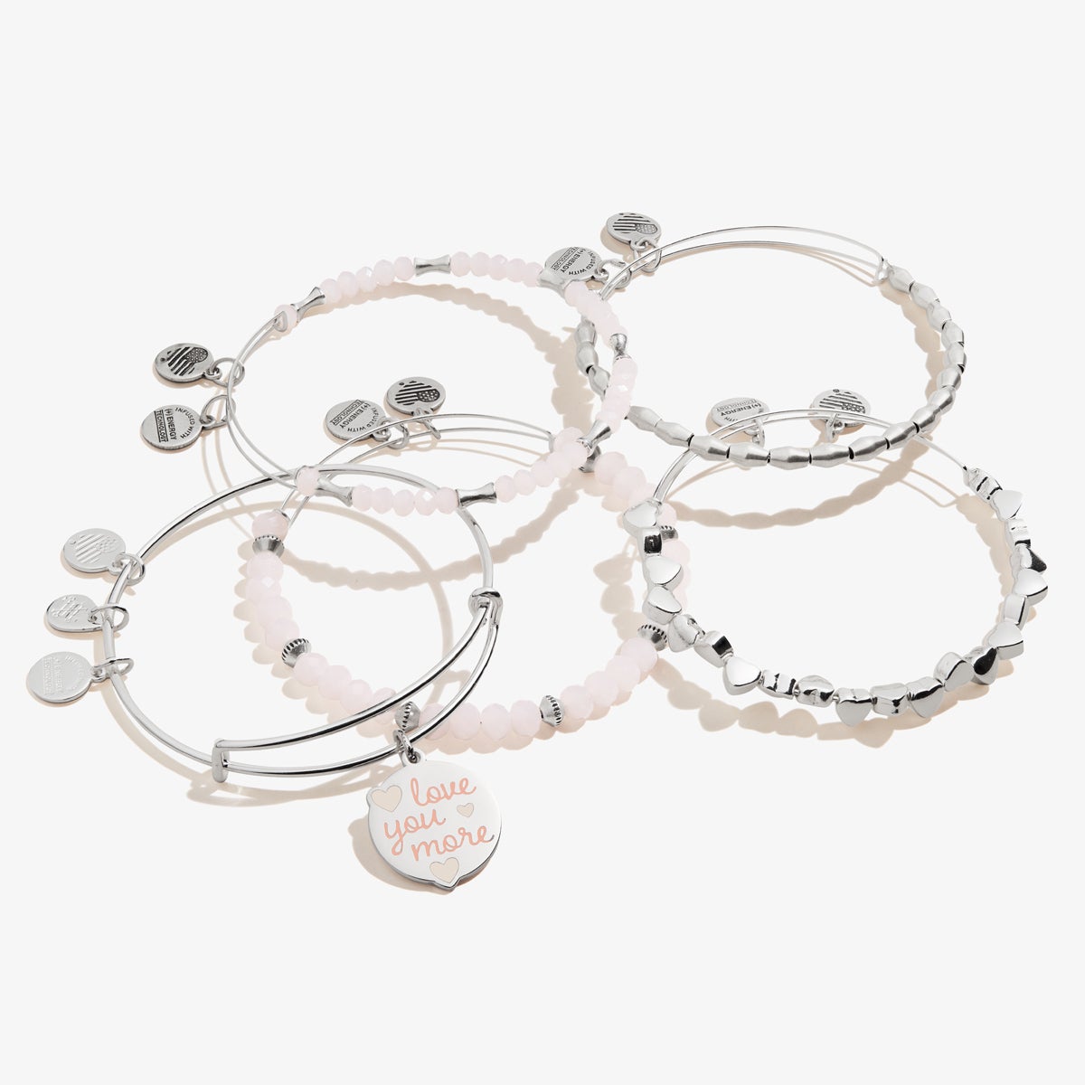 'I Love You More' Charm Bangles, Set of 5