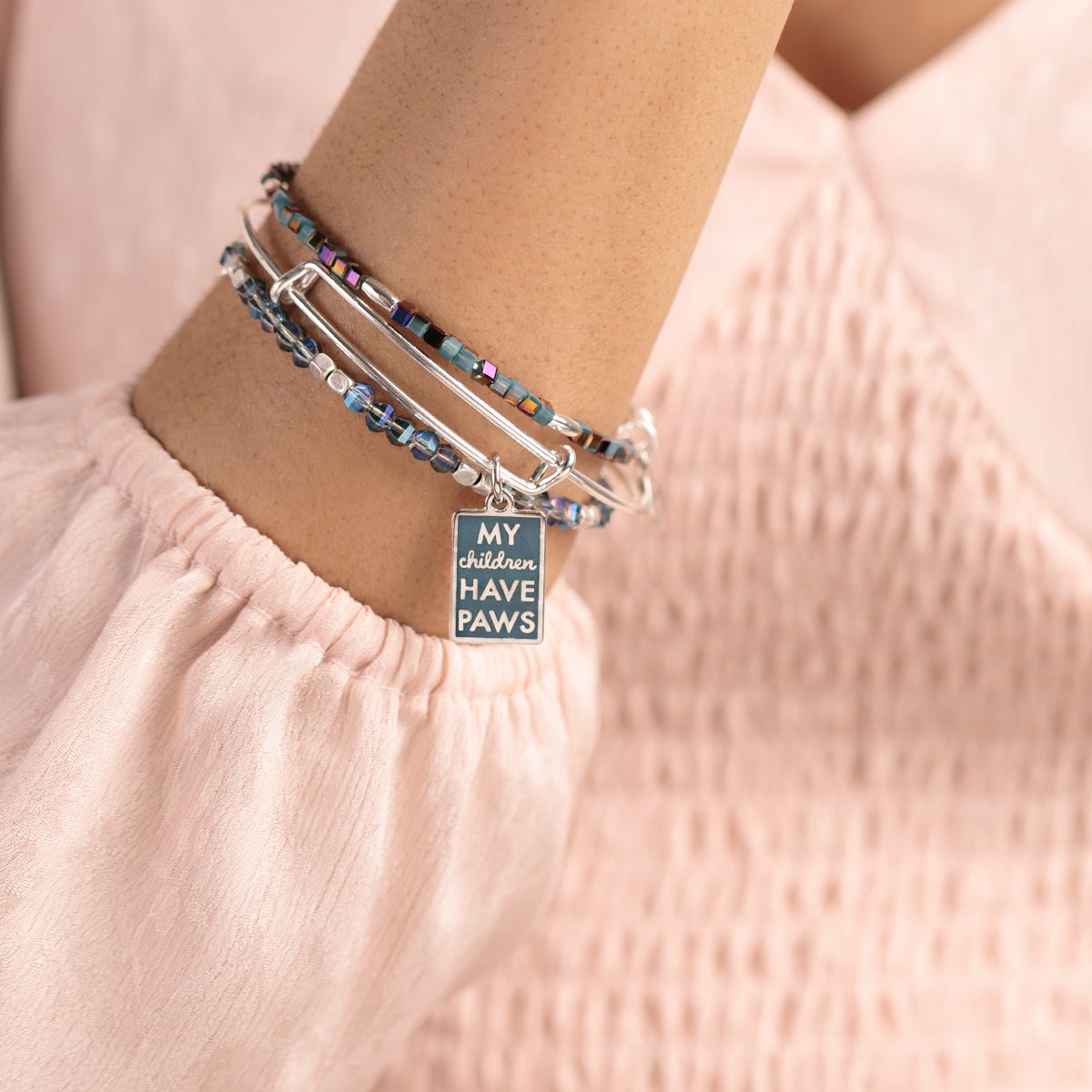 'My Children Have Paws' Charm Bangles, Set of 3