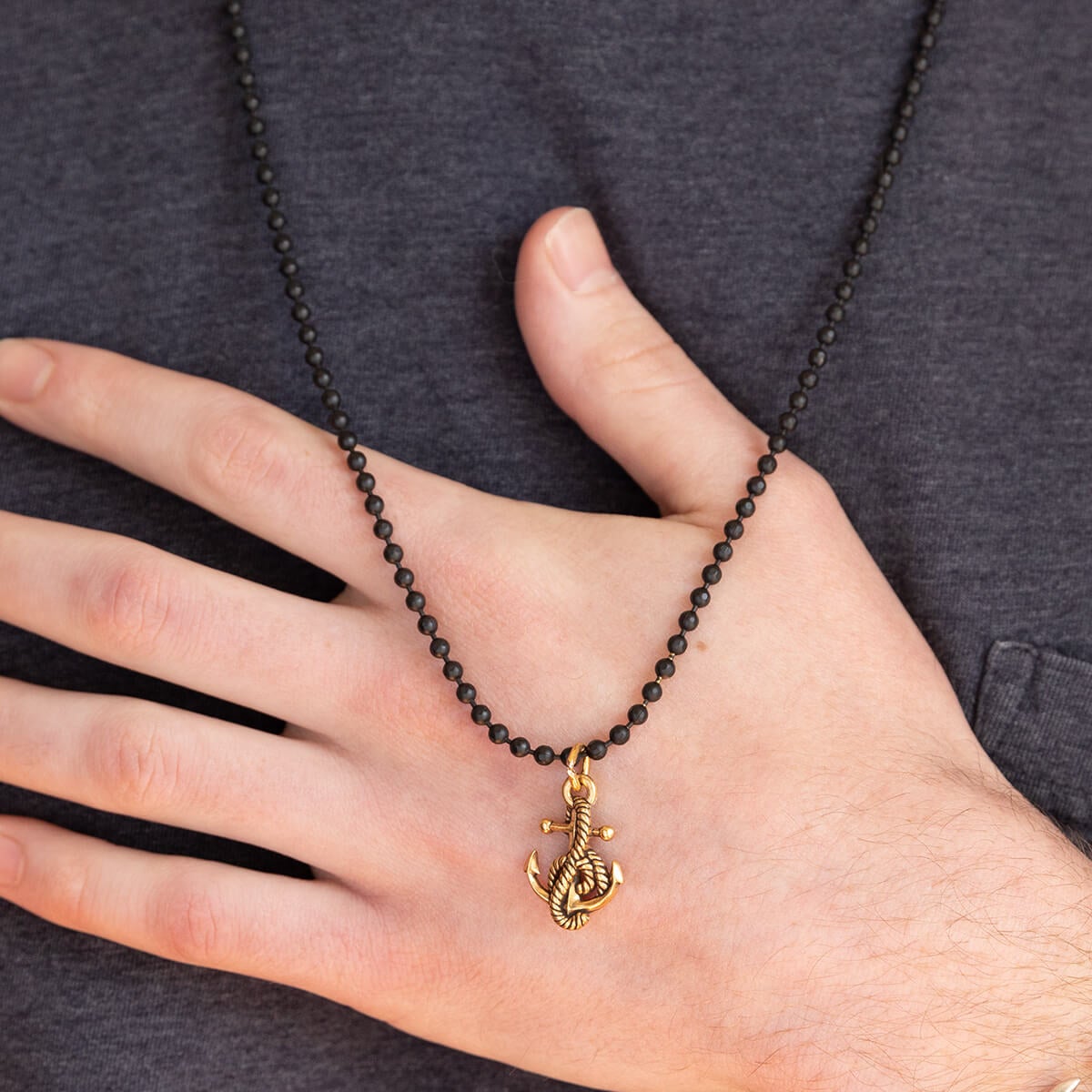 Anchor Ball Chain Necklace, Men's