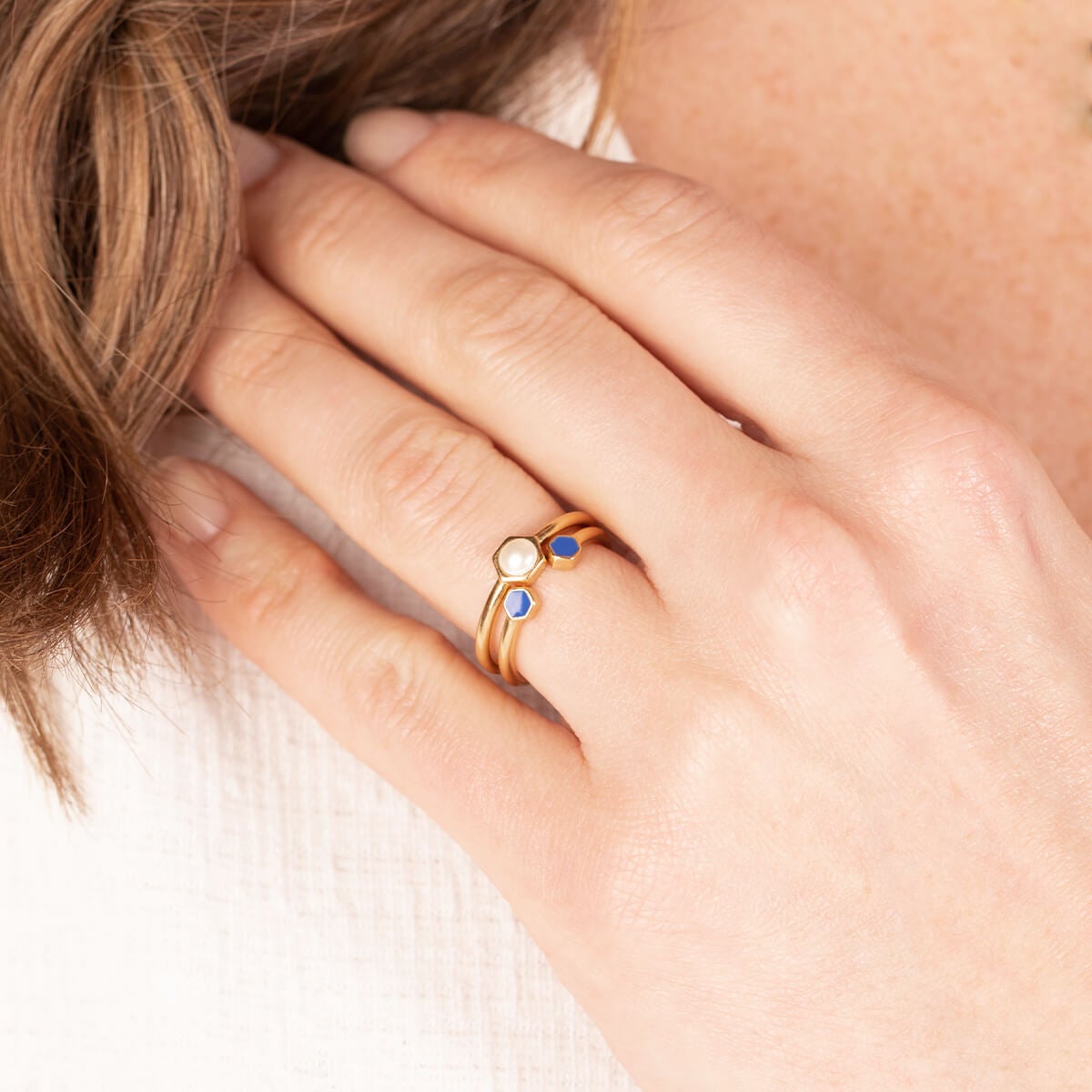 Stackable Pearl Rings, Set of 2