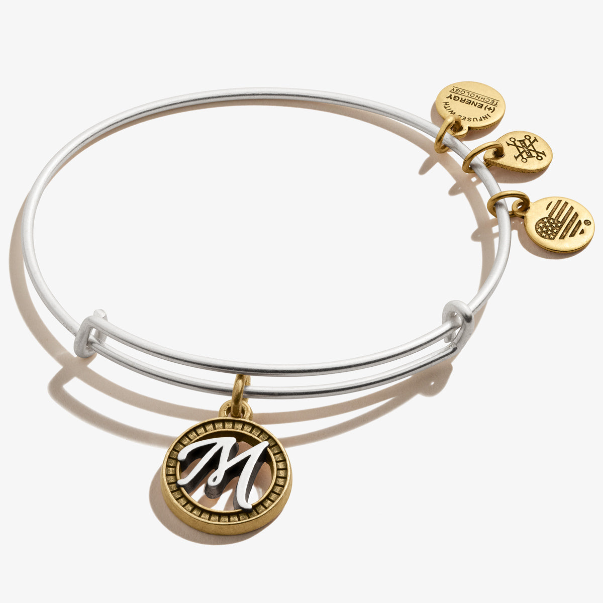 Initial M Charm Bangle, Two-Tone