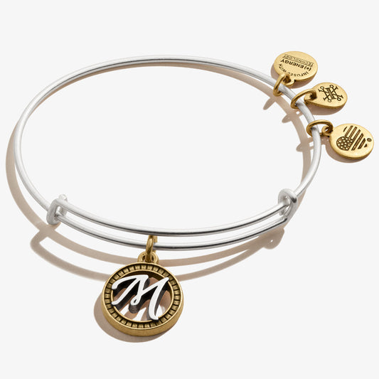 Initial M Charm Bangle, Two-Tone