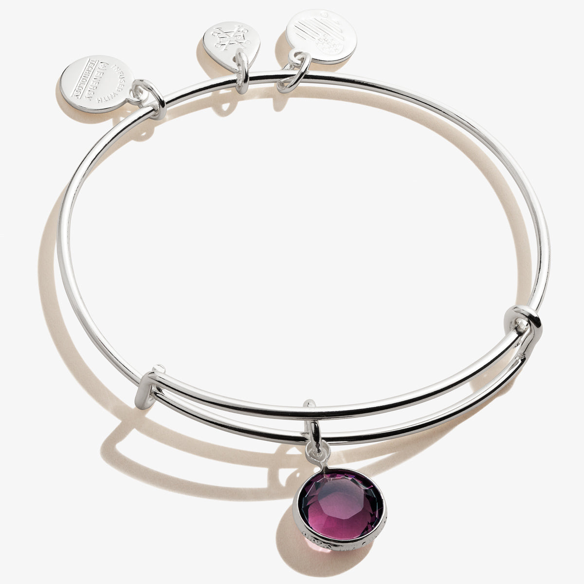 Amethyst Birthstone Charm Bangle, February