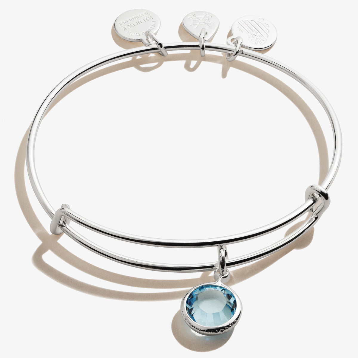 Aquamarine Birthstone Charm Bangle, March
