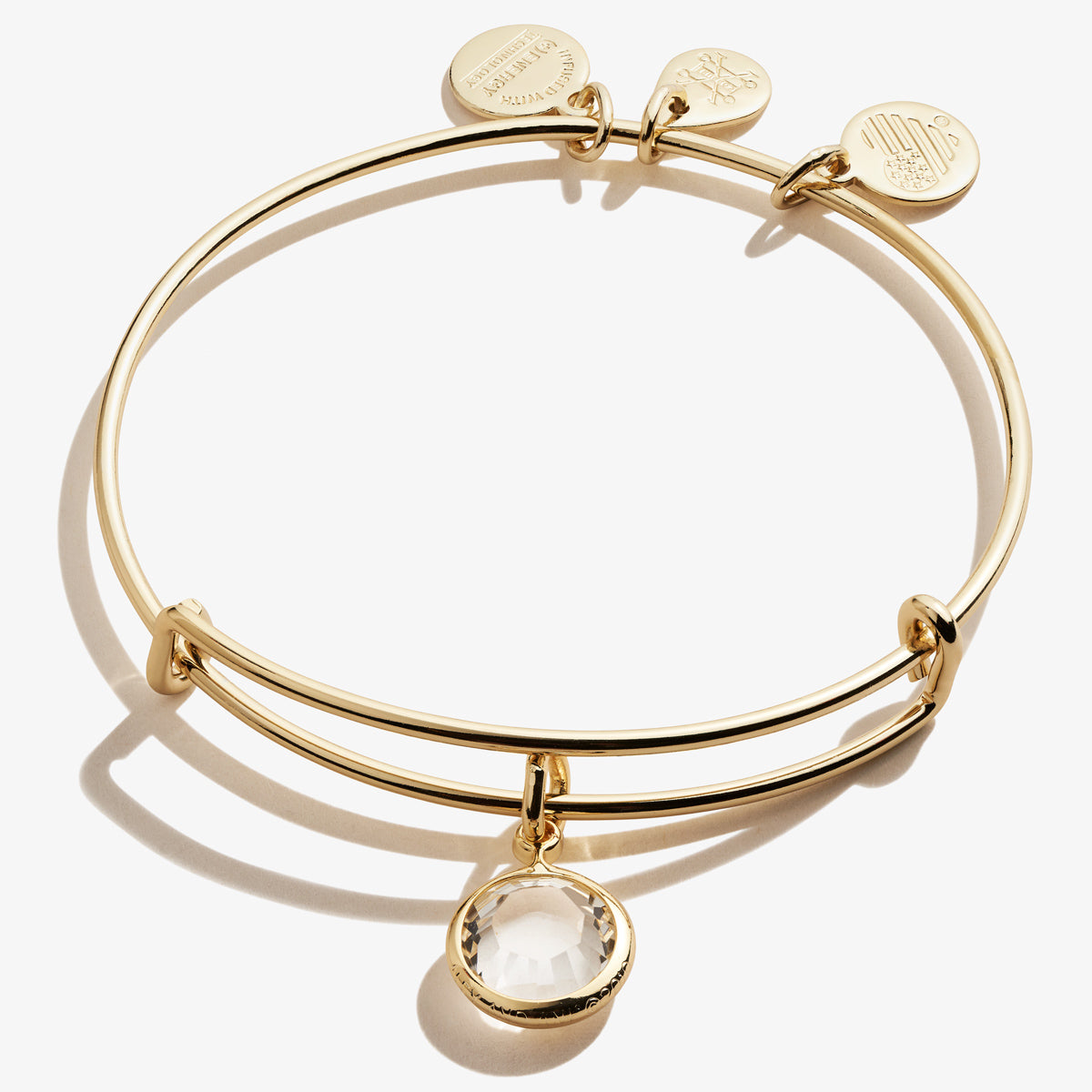 Clear Crystal Birthstone Charm Bangle, April