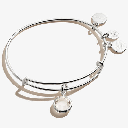 Clear Crystal Birthstone Charm Bangle, April