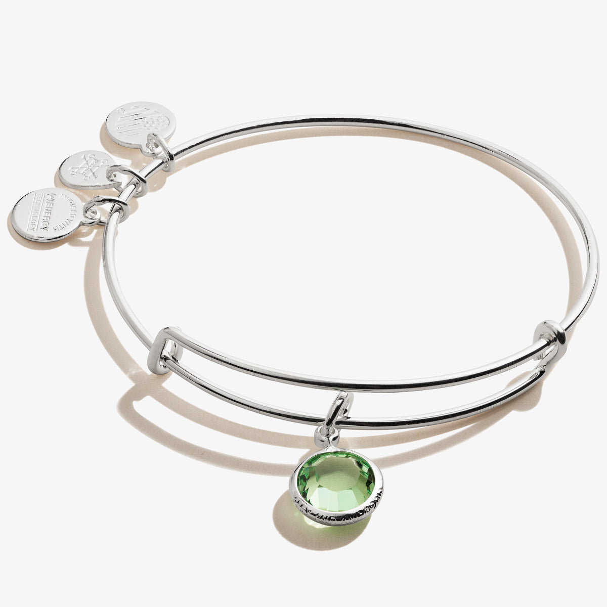 Peridot Birthstone Charm Bangle, August
