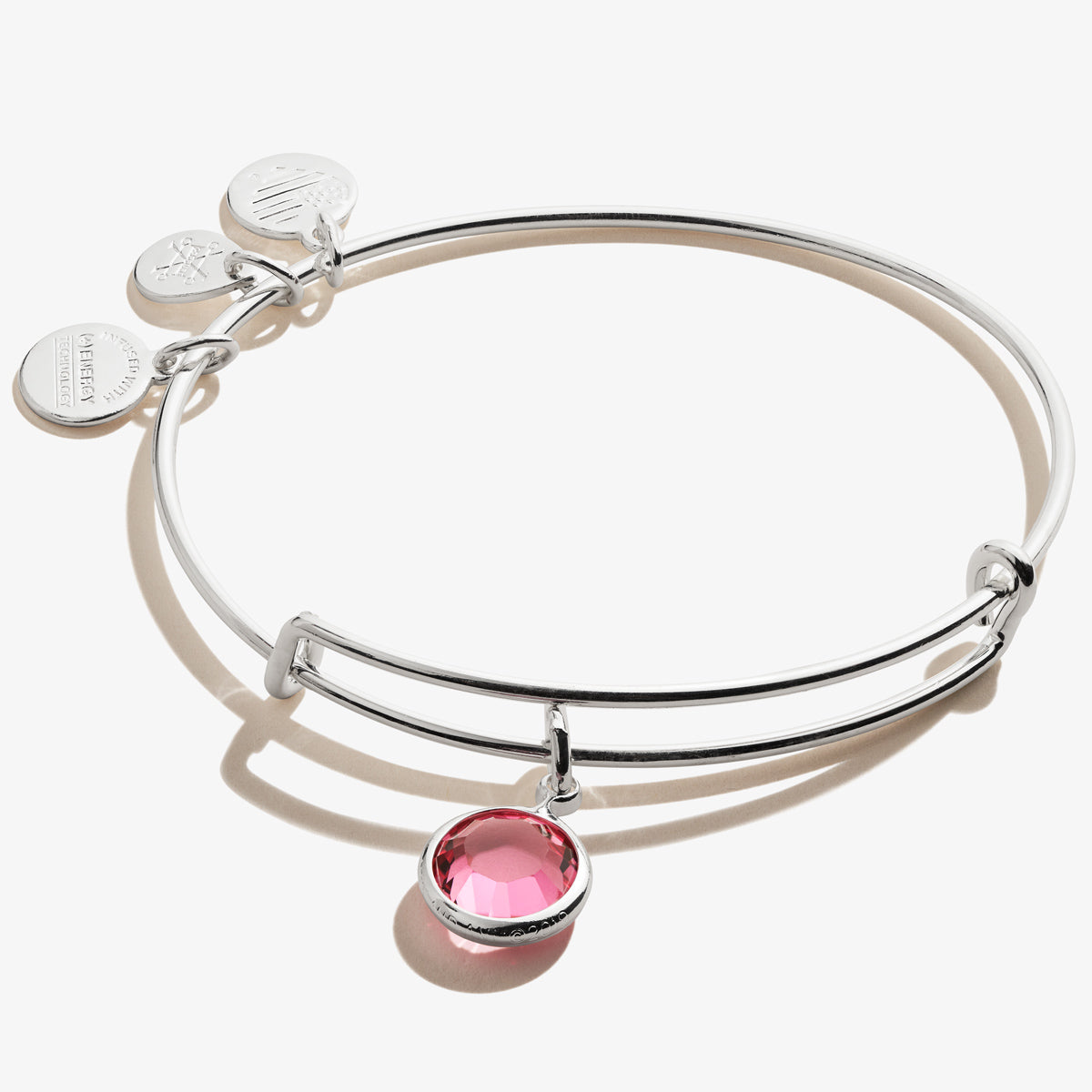 Rose Birthstone Charm Bangle, October