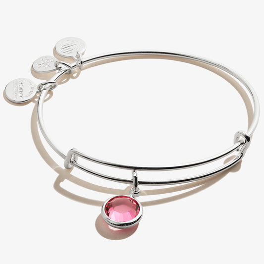 Rose Birthstone Charm Bangle, October