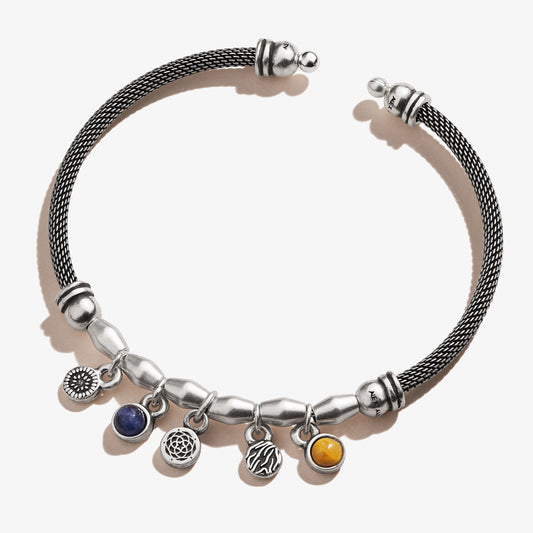New Beginnings + Gemstone Multi-Charm Mesh Cuff Bracelet