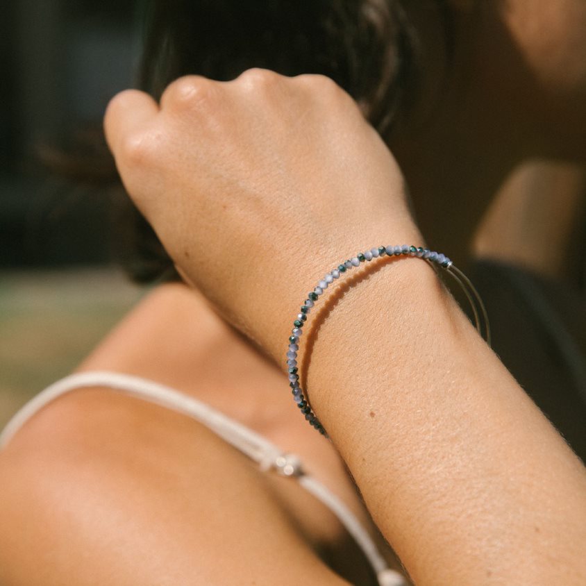 Indigo Stardust Beaded Bangle