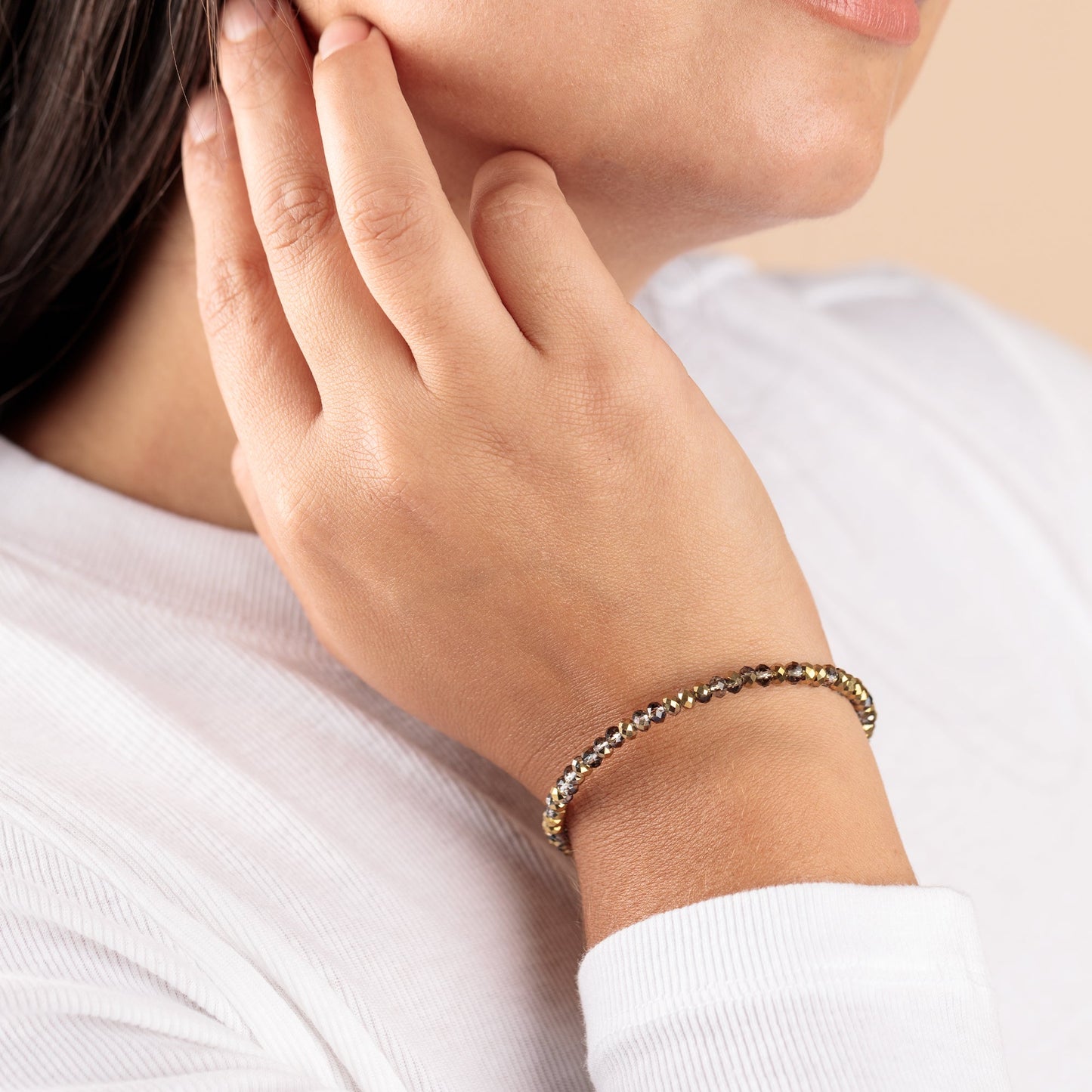 Brilliance Beaded Bangle, Tinsel