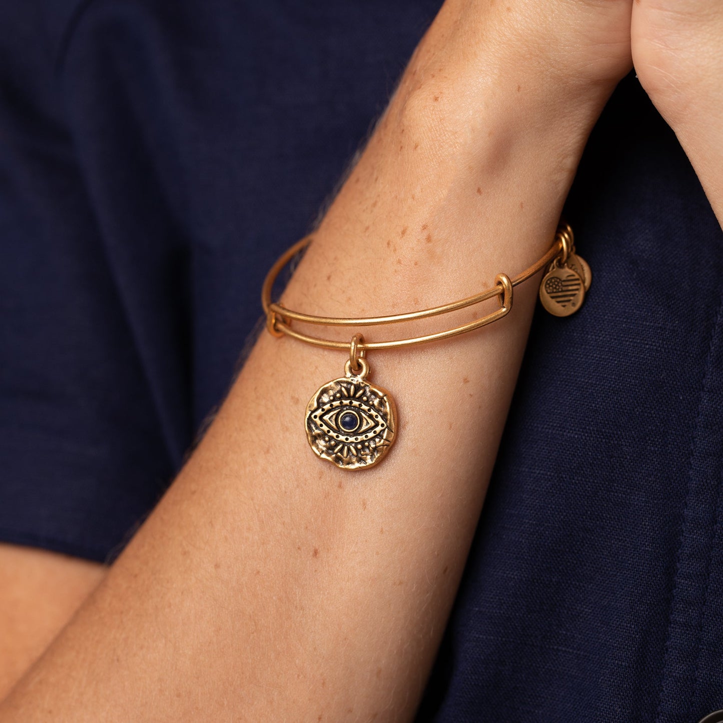 Evil Eye Molten Coin Charm Bangle