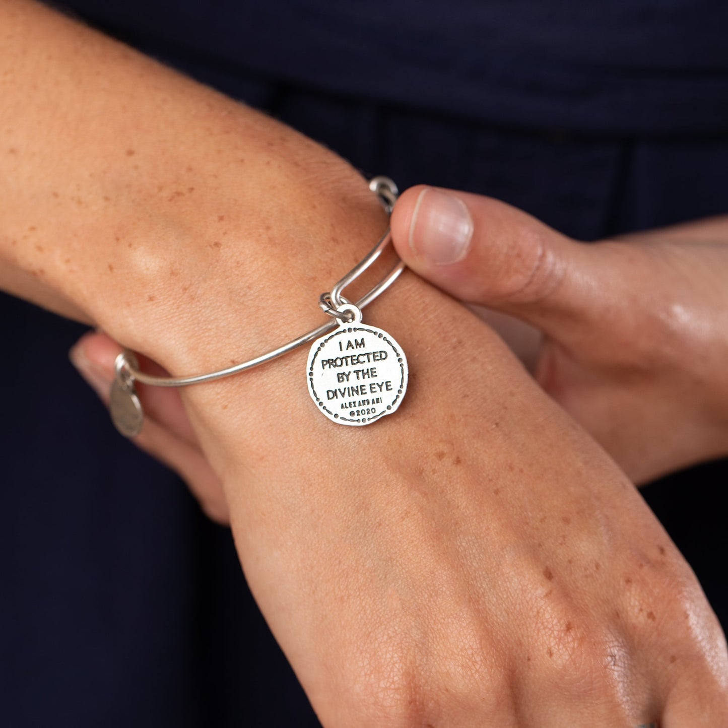 Evil Eye Molten Coin Charm Bangle