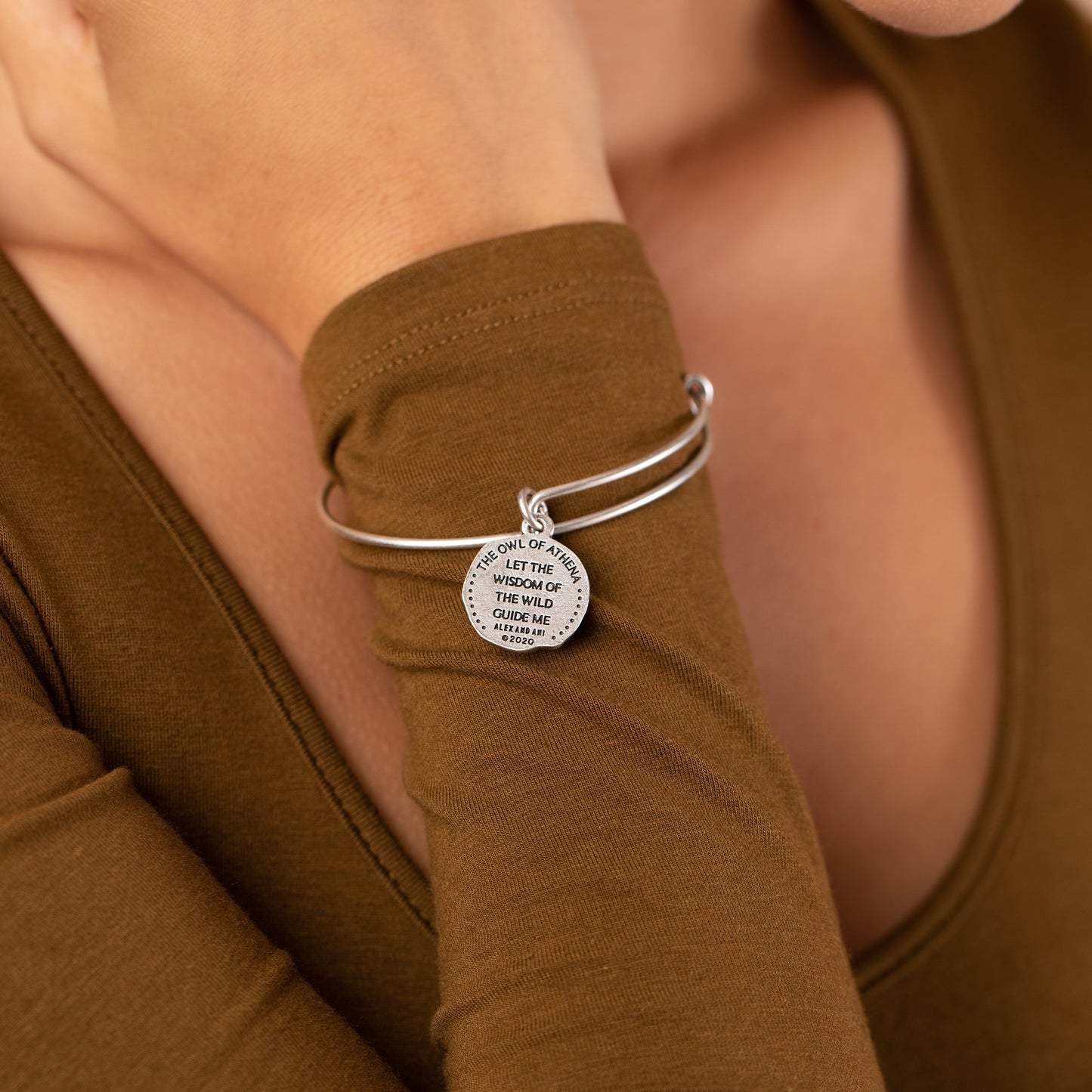 Owl of Athena Molten Coin Charm Bangle