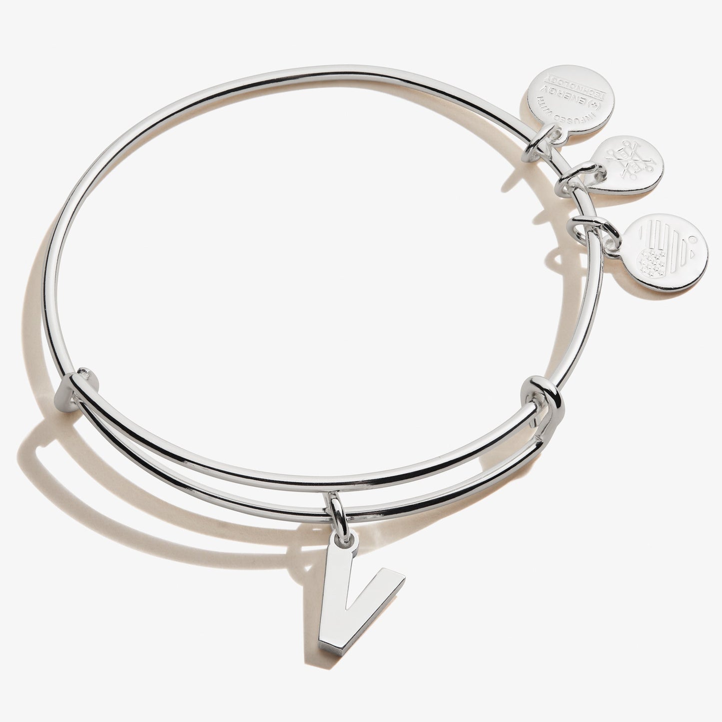 Initial V Charm Bangle