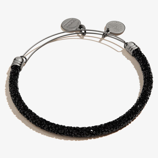 Crystal Fine Rocks Beaded Bangle, Black