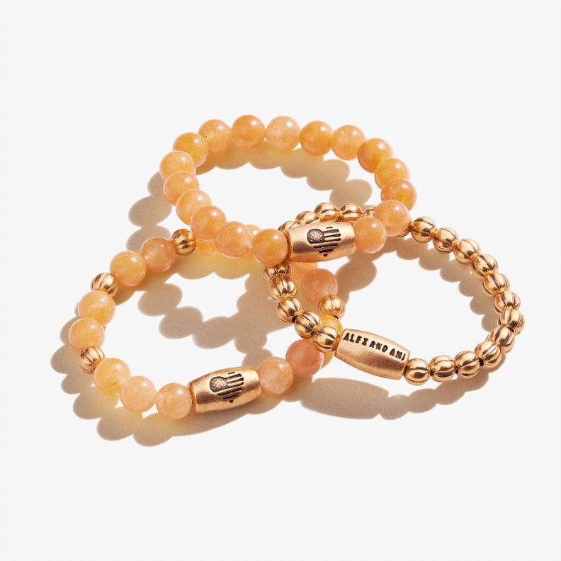 Yellow Jasper Gemstone Stretch Rings, Set of 3