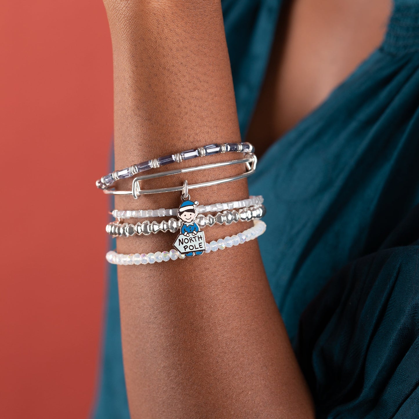 North Pole Beaded Bangles, Set of 5