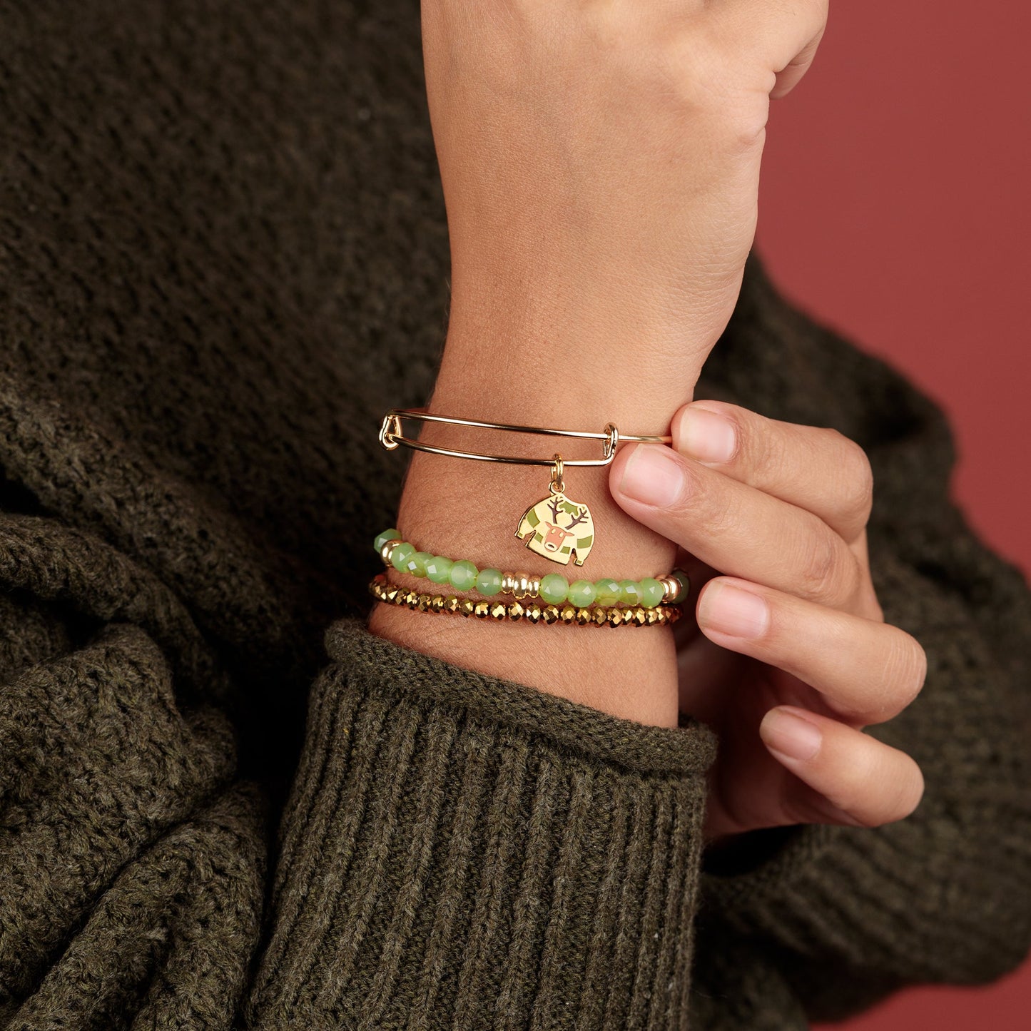 Ugly Sweater Beaded Bangles, Set of 3