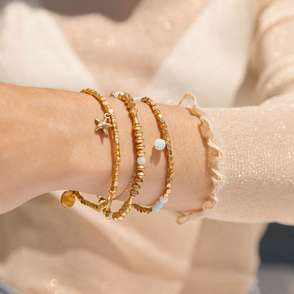 Sand Dollar + Ocean Multi-Charm Stretch Bracelets, Set of 3