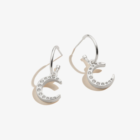 Pavé Moon Huggie Hoop Earrings