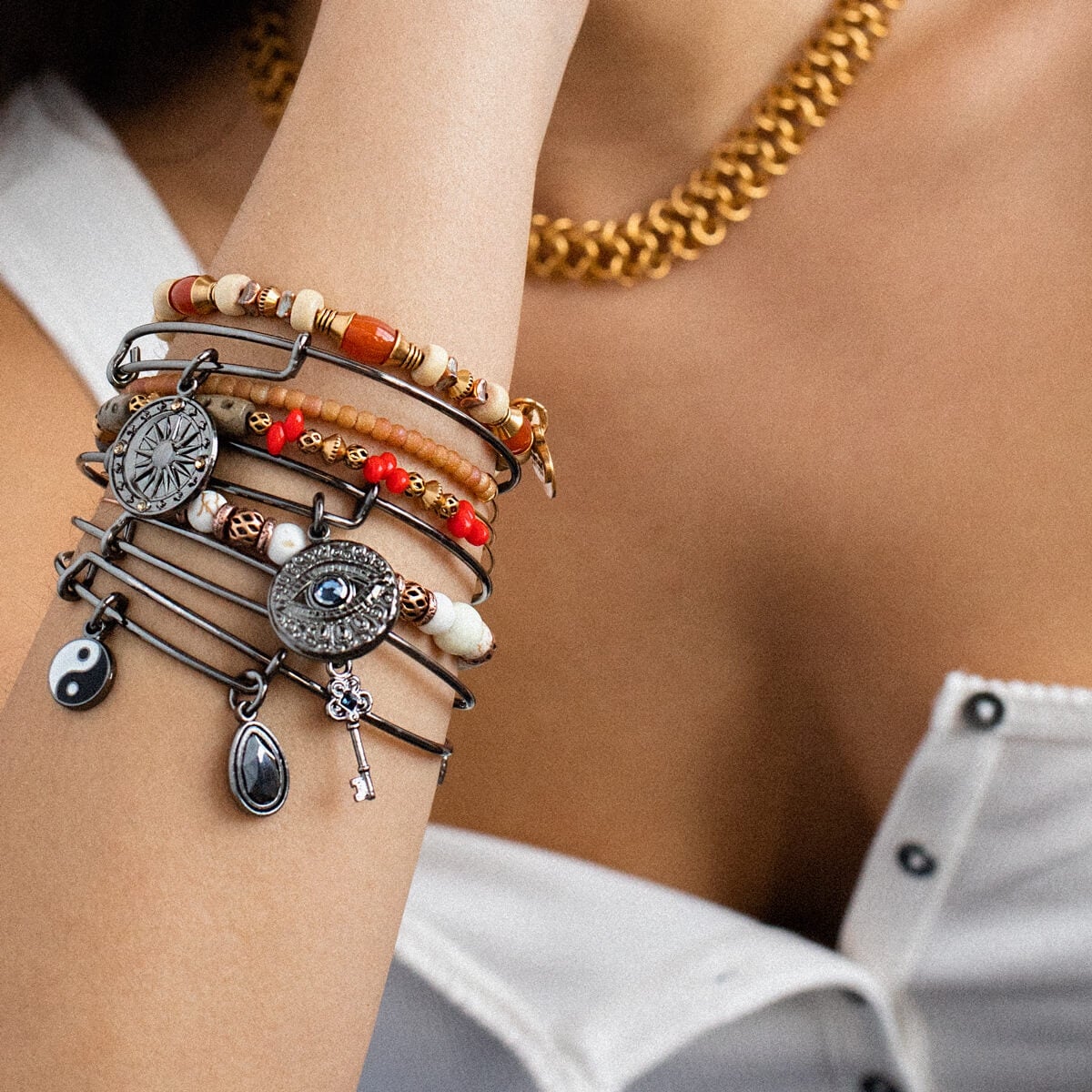 Evil Eye Charm Bangle