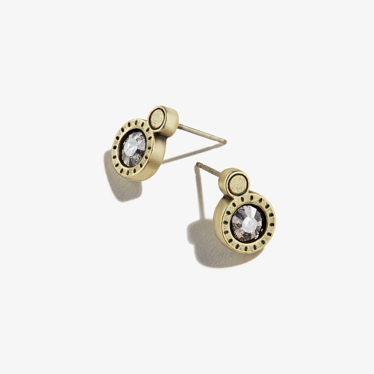 Black Crystal Patina Stone Stud Earrings