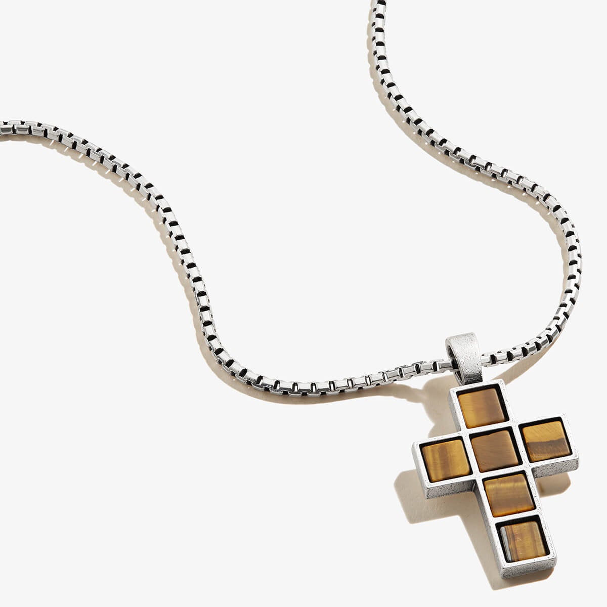 Tiger’s Eye Gemstone Cross Necklace, Men's