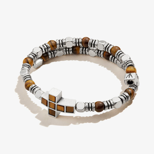 Tiger’s Eye Gemstone Cross Wrap Bracelet, Men's