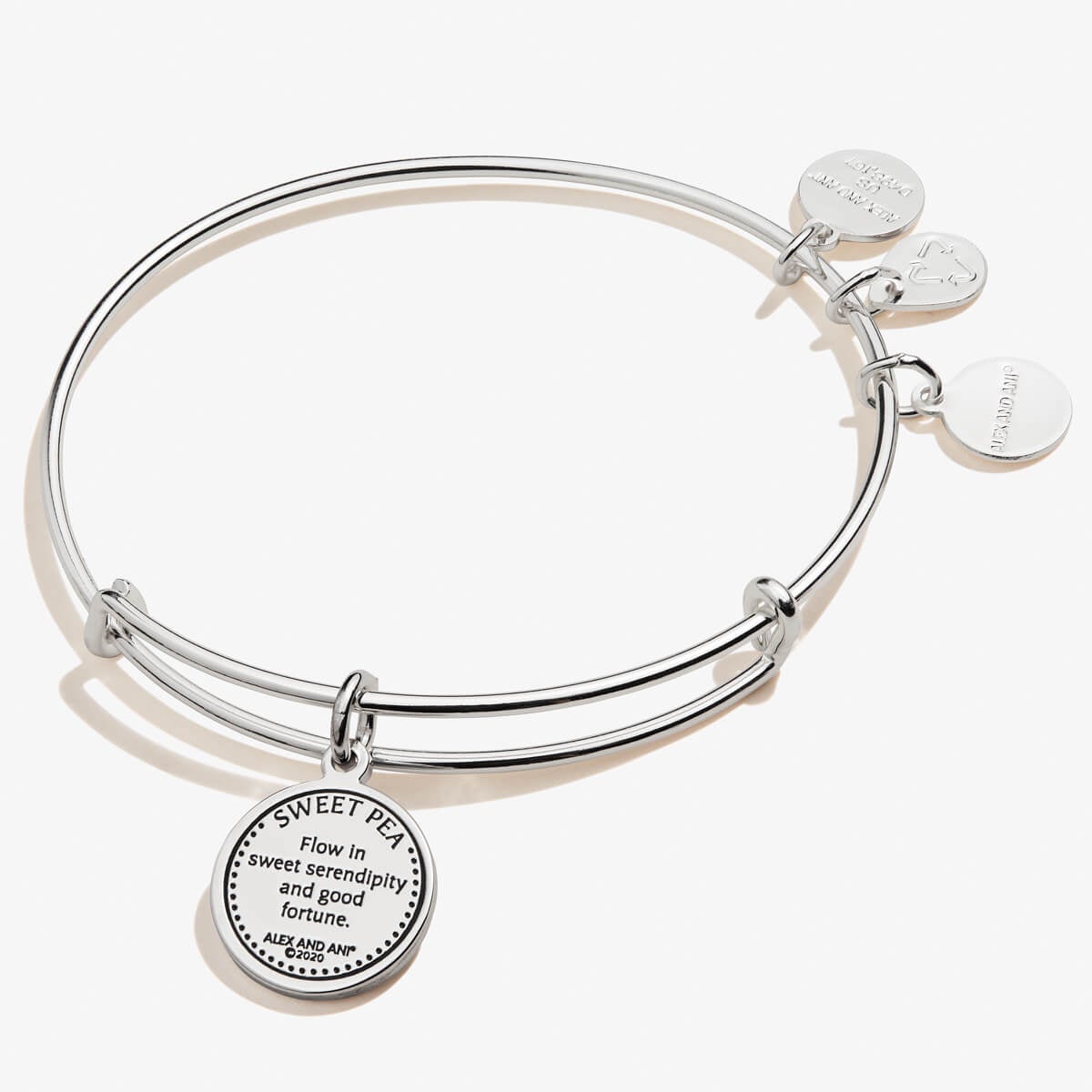 April Sweet Pea Flower Charm Bangle