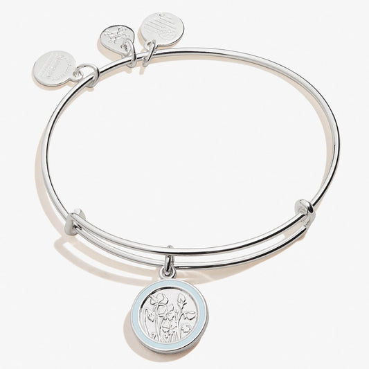 April Sweet Pea Flower Charm Bangle