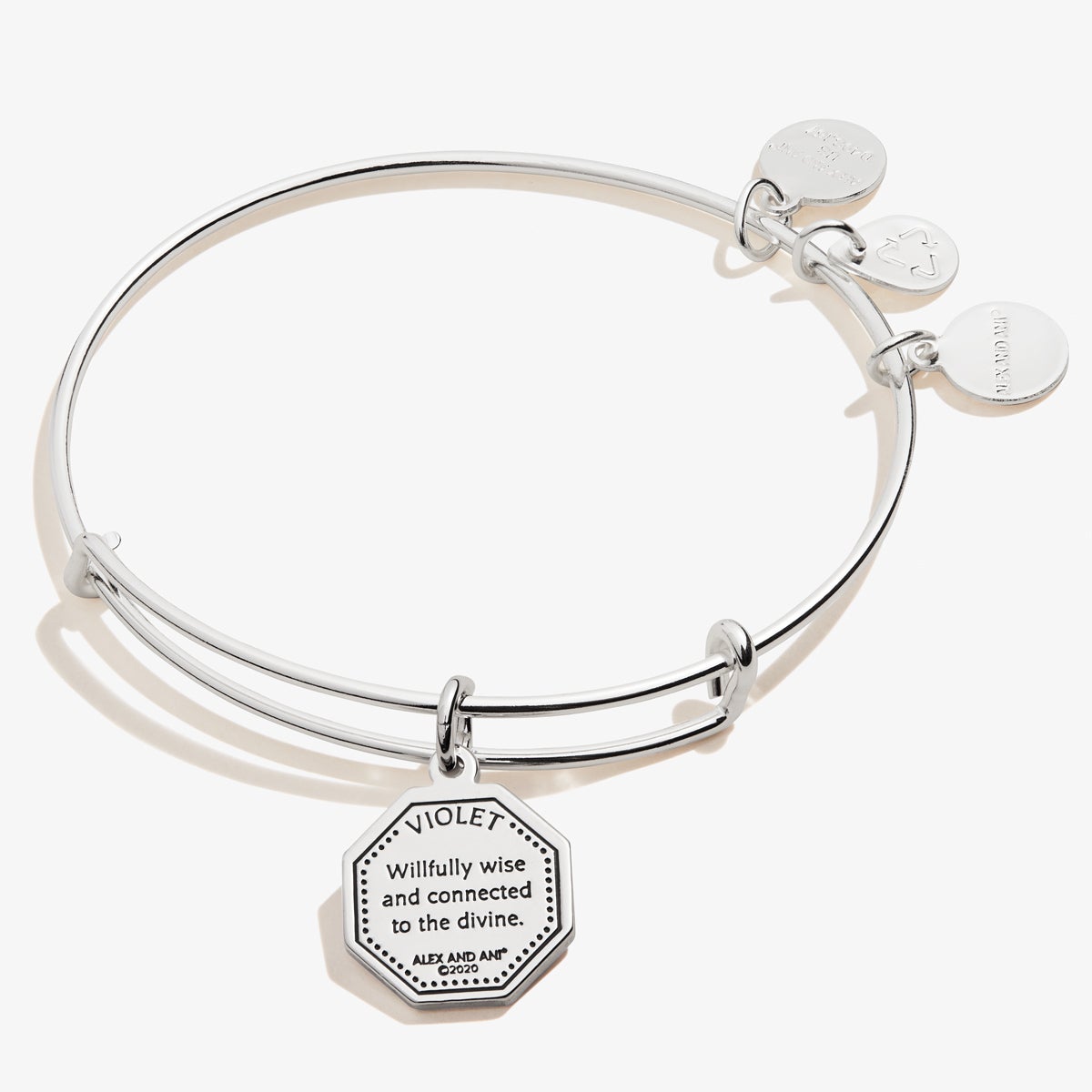 February Violet Flower Charm Bangle