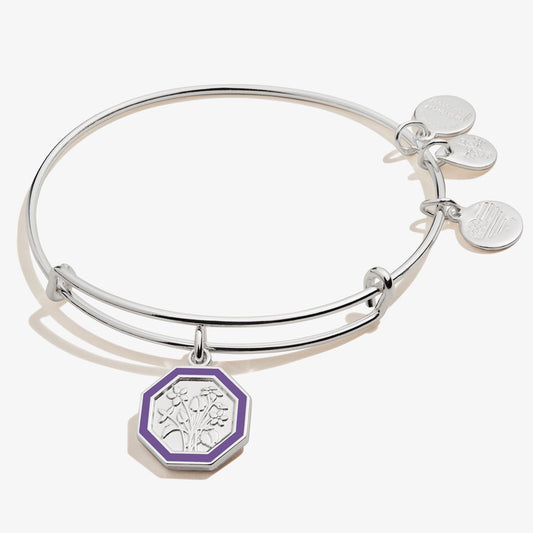 February Violet Flower Charm Bangle