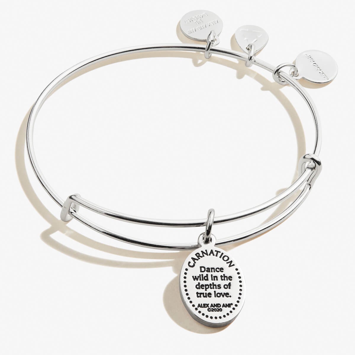 January Carnation Flower Charm Bangle