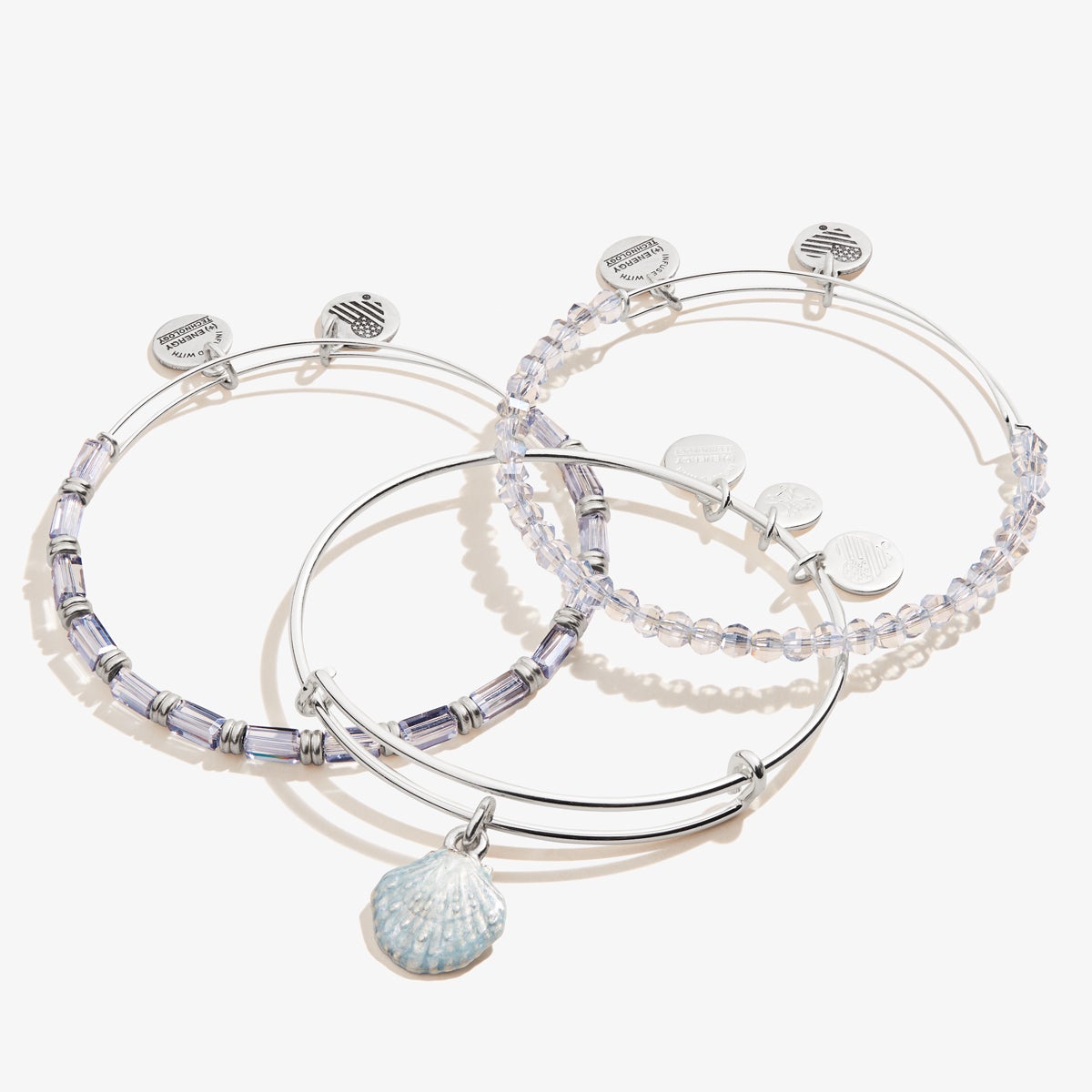 Scallop Shell Charm Bangles, Set of 3
